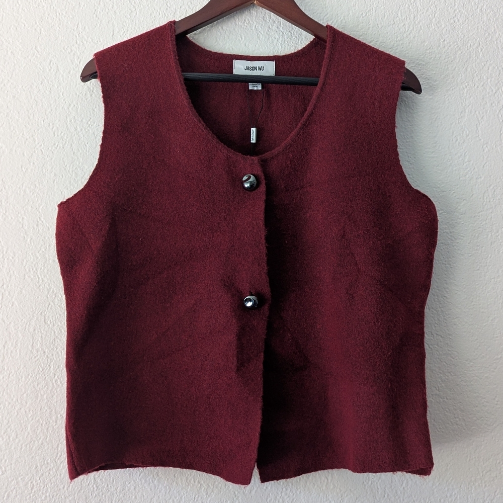 J. Crew Burgundy Wool Blend Button Vest
